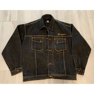Vintage Y2K Brooklyn Xpress Graphic Embroidered Black Denim Jean Jacket XL